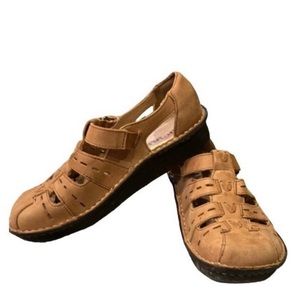 Alegria "Pesca" Cognac Leather Fisherman Sandals Size 6 1/2 (37)